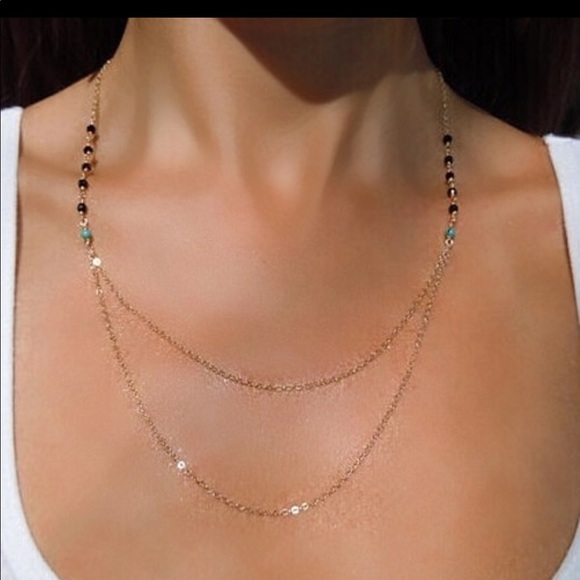 Boho Beaded Double Layer Necklace - Picture 2 of 3